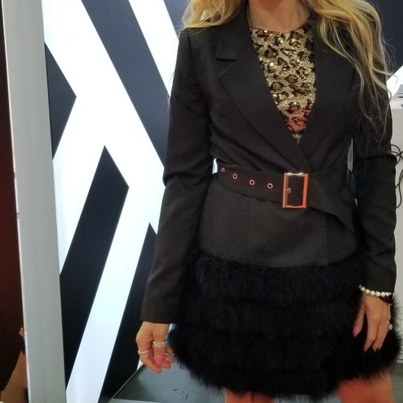 COCO Feather Trimmed Blazer Dress - Picture 5 of 6